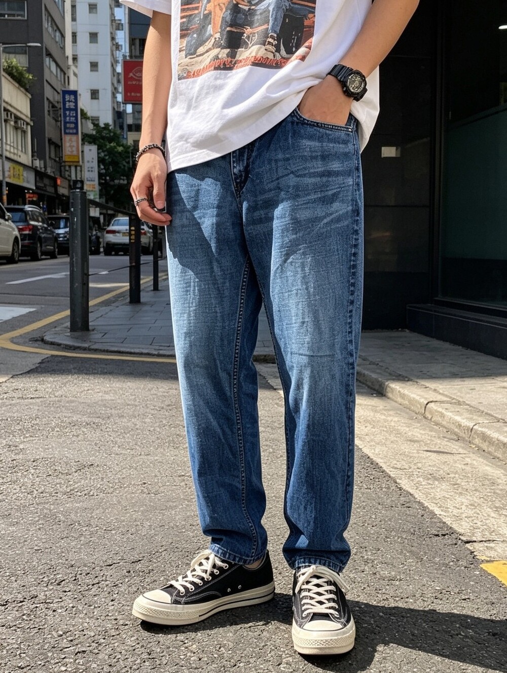 Street Radical Men's Slim Blue Jeans Size 34 Medium Wash Denim Casual Pants